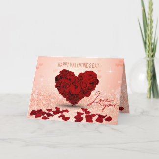 Cartes Pour Fêtes Annuelles Valentine's Day Rose Heart Bouquet