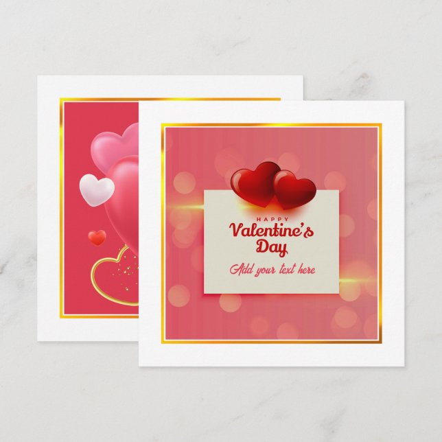 Cartes Pour Fêtes Annuelles Valentine's Day With Red Hearts I Romantic Love   (Devant / Derrière)