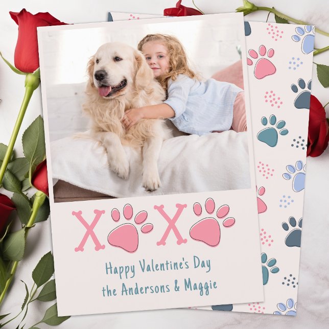 Cartes Pour Fêtes Annuelles Valentines Day XOXO Blush Pastel Pet Chien Photo (Créateur téléchargé)
