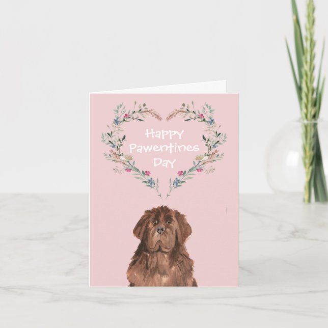 Cartes Pour Fêtes Annuelles Valentines de chien de Terre-Neuve (Devant)