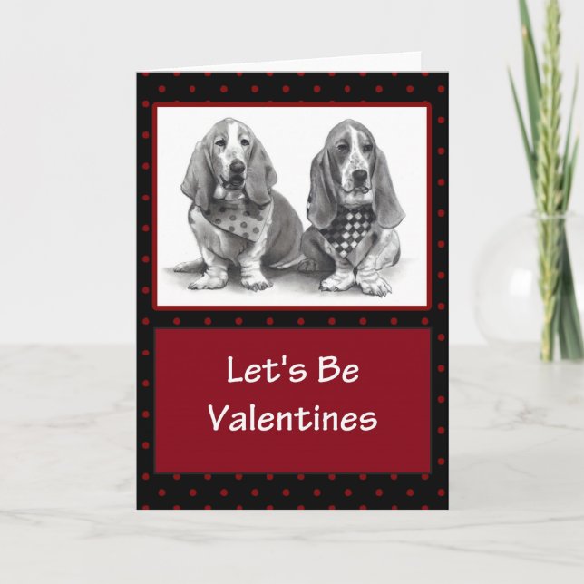 Cartes Pour Fêtes Annuelles VALENTINES DE CHIENS DE BASSET : Illustration de (Devant)