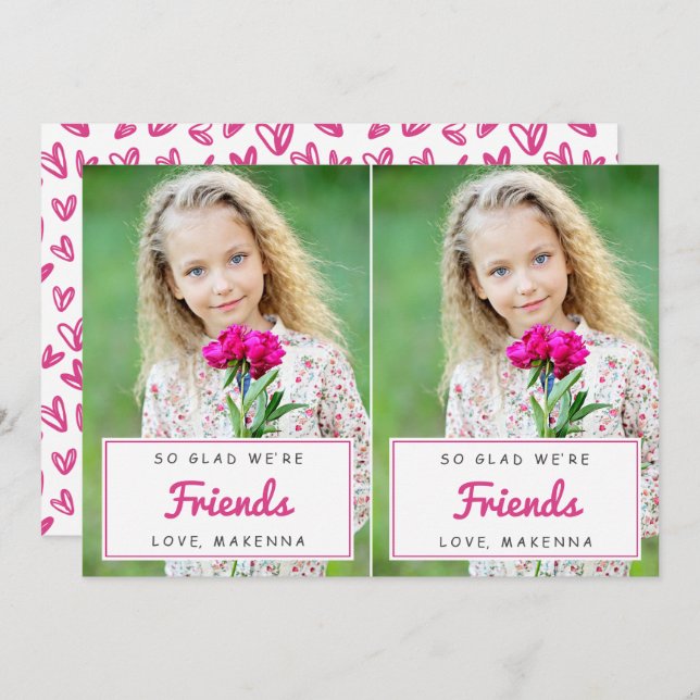 Cartes Pour Fêtes Annuelles Valentines de classe photo découpées / Rose (Devant / Derrière)