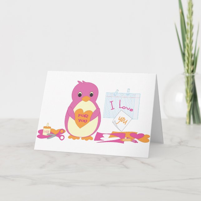 Cartes Pour Fêtes Annuelles Valentines de pingouins (Devant)