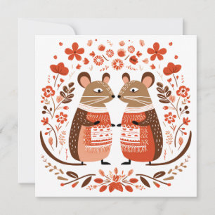 Cartes Pour Fêtes Annuelles Valentines de rongeurs de souris scandinaves