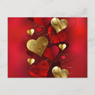 Cartes Pour Fêtes Annuelles Valentines dorées et rouges