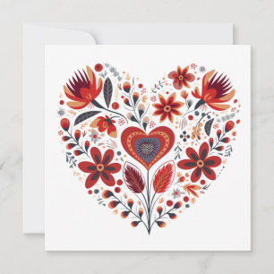 Cartes Pour Fêtes Annuelles Valentines en forme de coeur scandinave