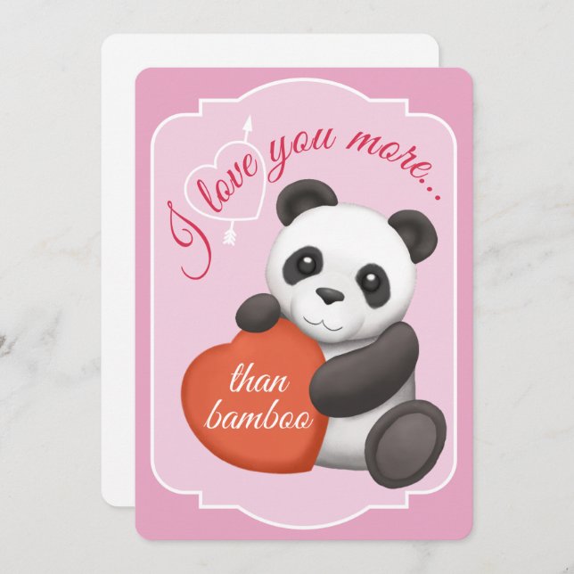 Cartes Pour Fêtes Annuelles Valentines Flat Card Cute Panda (Devant / Derrière)