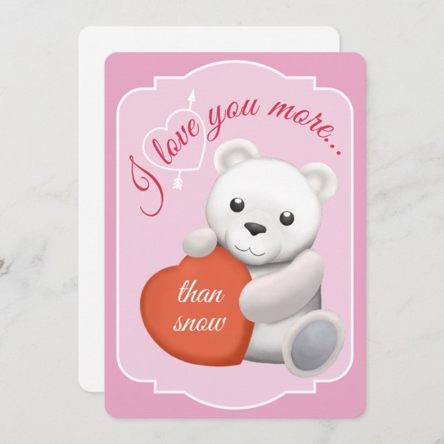 Cartes Pour Fêtes Annuelles Valentines Flat Card Cute Polar Bear (Devant / Derrière)