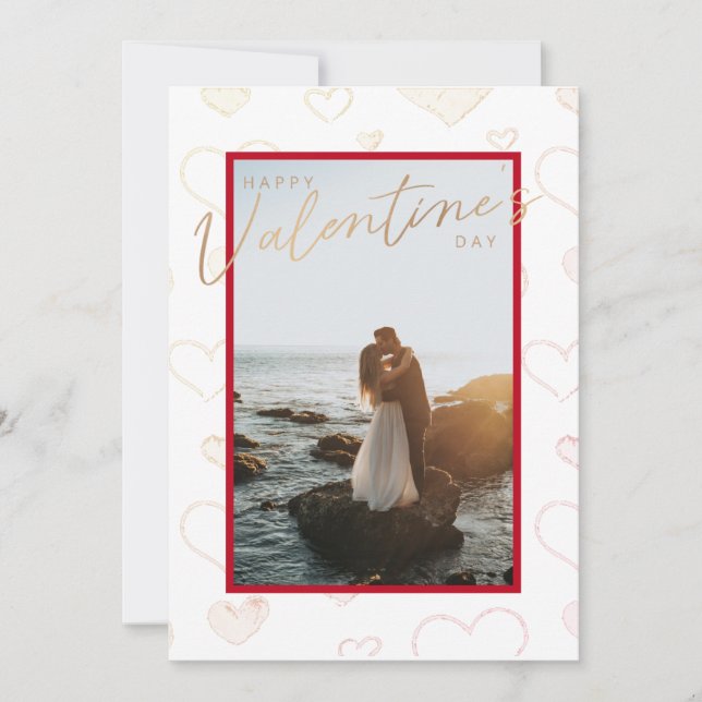 Cartes Pour Fêtes Annuelles Valentines Jour Couple Coeurs photo Formes Rouge (Devant)