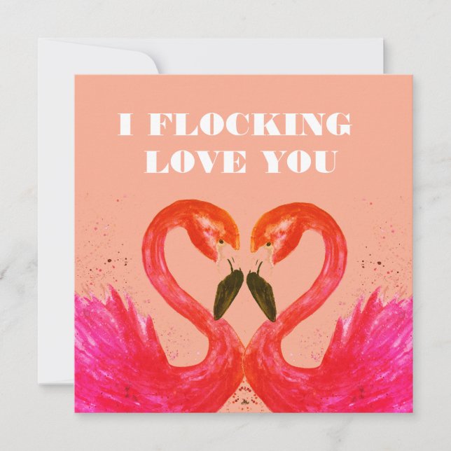 Cartes Pour Fêtes Annuelles Valentines Jour Je t'aime Flamant rose Oiseaux (Devant)