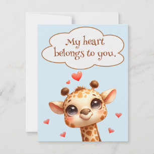 Cartes Pour Fêtes Annuelles Valentines Jour mignonne Giraffe Message d'amour