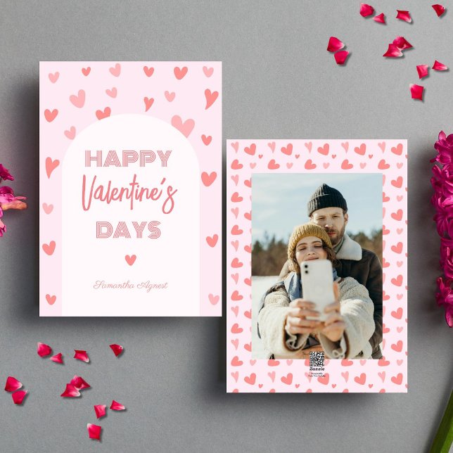 Cartes Pour Fêtes Annuelles Valentines Jour Pink Coeurs Peach Photo (Valentines Day Card)