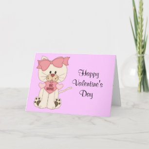 Cartes Pour Fêtes Annuelles Valentine's Kitty with Be Mine Hearts