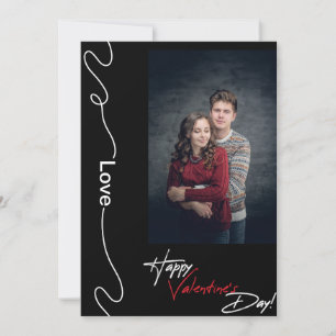 Cartes Pour Fêtes Annuelles Valentines minimalistes Jour Couple Photo Rouge & 
