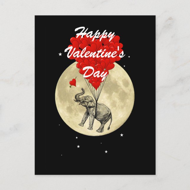 Cartes Pour Fêtes Annuelles Valentines romantiques de coeur d'éléphant et (Devant)