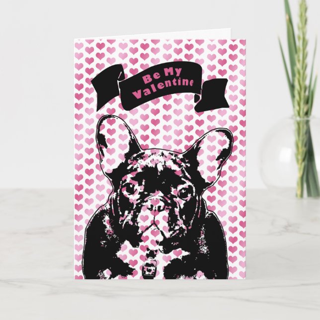 Cartes Pour Fêtes Annuelles Valentines - silhouette de bouledogue français (Devant)