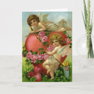 Cartes Pour Fêtes Annuelles Valentines victoriennes vintages Day Angels Rose d