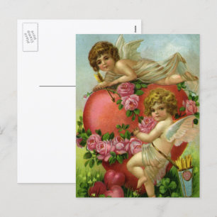 Cartes Pour Fêtes Annuelles Valentines victoriennes vintages Day Angels Rose d