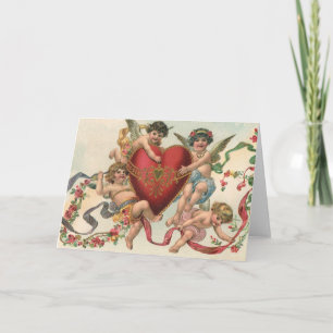 Cartes Pour Fêtes Annuelles Valentines vintages, Anges victoriens Coeur de Che