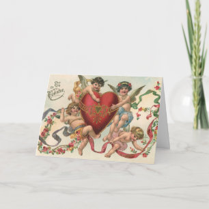 Cartes Pour Fêtes Annuelles Valentines vintages, Anges victoriens Coeur de Che