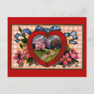 Cartes Pour Fêtes Annuelles Valentines vintages Jour Salutations Coeur et Fleu