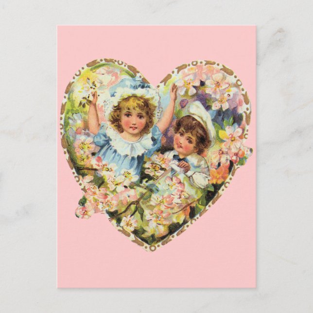 Cartes Pour Fêtes Annuelles Valentines Vintages romantiques (Devant)
