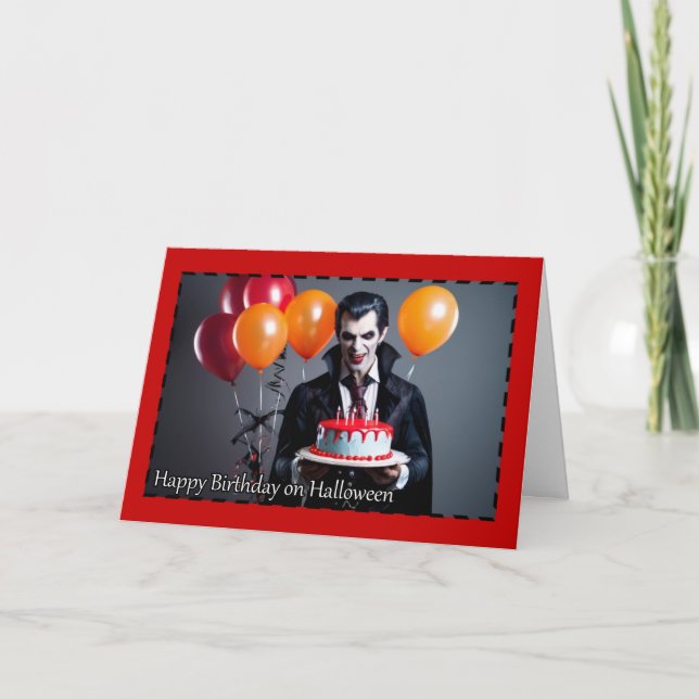 Cartes Pour Fêtes Annuelles Vampire avec gâteau d'anniversaire - Anniversaire  (Devant)