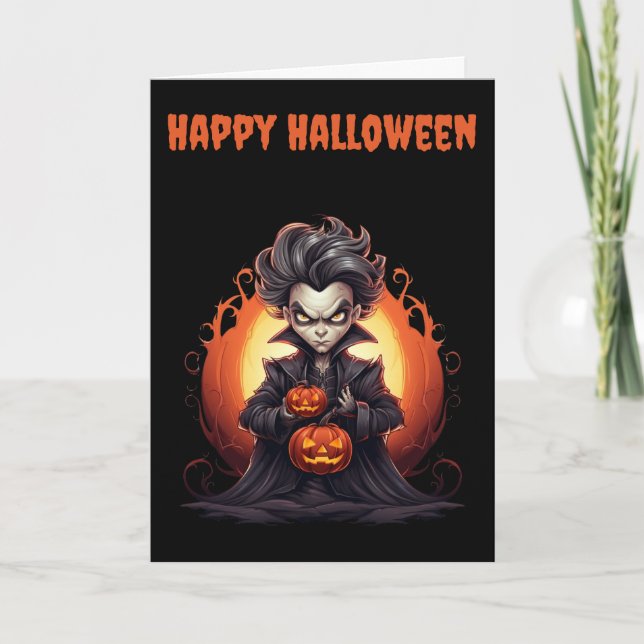 Cartes Pour Fêtes Annuelles Vampire effrayant d'Halloween (Devant)