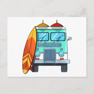 Cartes Pour Fêtes Annuelles Van de surf Planche de surf Palmiers Surf Planchis