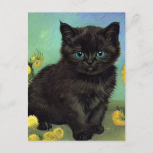 Cartes Pour Fêtes Annuelles Van Gogh Chat noir Fleurs jaunes