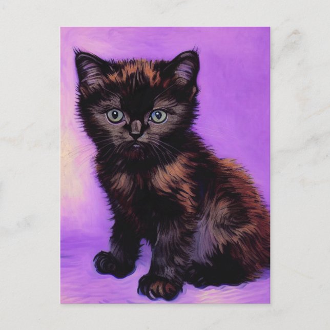 Cartes Pour Fêtes Annuelles Van Gogh Style Chat pourpre (Devant)