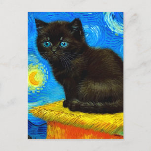 Cartes Pour Fêtes Annuelles Van Gogh Style Starry Night Cat