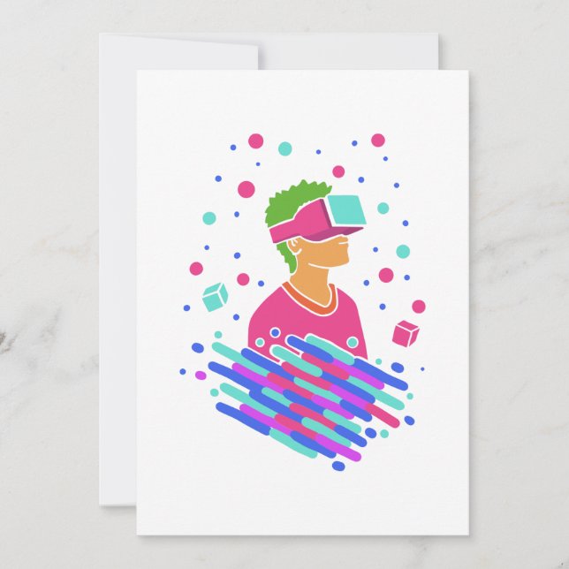 Cartes Pour Fêtes Annuelles Vaporwave de la réalité virtuelle - 80s 90s Style  (Devant)