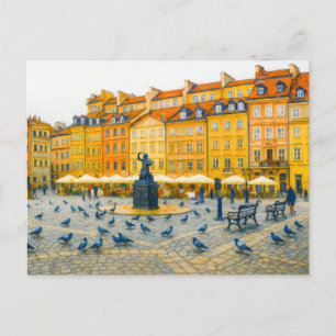 Cartes Pour Fêtes Annuelles Varsovie peinture à l'huile Vieille ville avec Syr