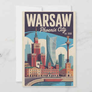 Cartes Pour Fêtes Annuelles Varsovie Pologne Rétro Ciel Cityscape Voyage