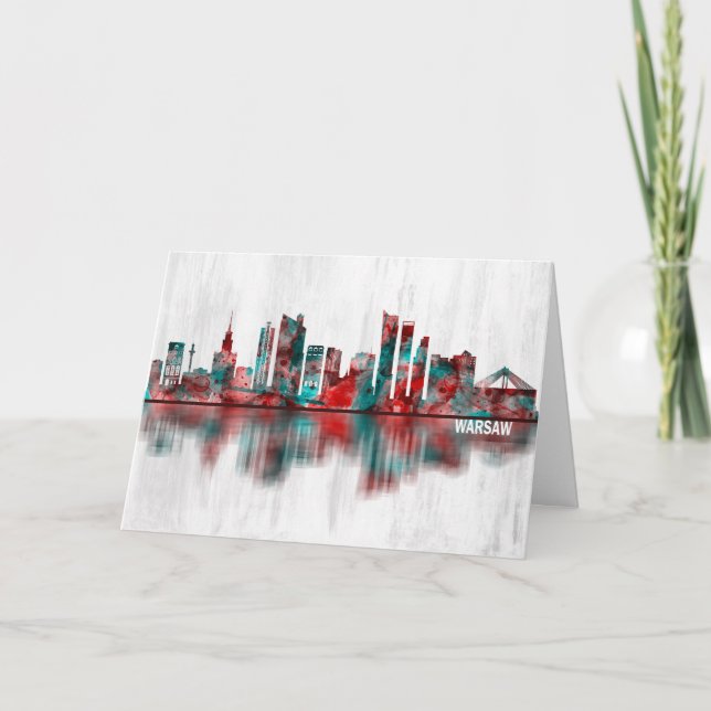 Cartes Pour Fêtes Annuelles Varsovie Pologne Skyline (Devant)