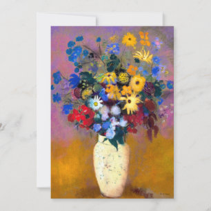 Cartes Pour Fêtes Annuelles Vase blanc avec fleurs Odilon Redon