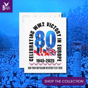 Cartes Pour Fêtes Annuelles VE DAY 80e anniversaire Victoire en Europe 2ÈME GU