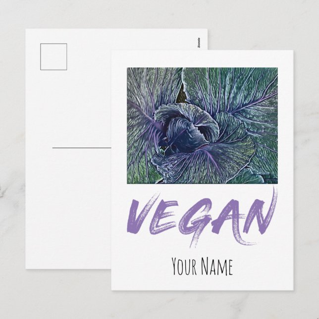 Cartes Pour Fêtes Annuelles Vegan Red Cabbage (Devant / Derrière)