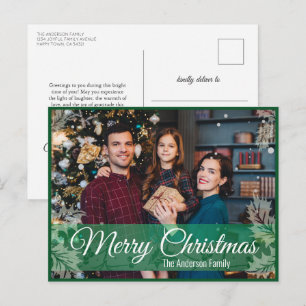 Cartes Pour Fêtes Annuelles Végétal Noël Holly Feuilles Cadre Vert Photo