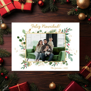 Cartes Pour Fêtes Annuelles Végétation botanique moderne Photo Feliz Navidad