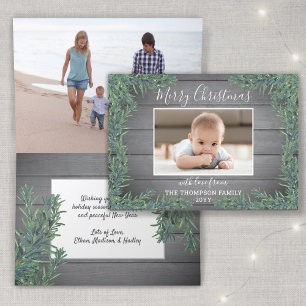 Cartes Pour Fêtes Annuelles Végétation de Noël & Bois gris 2 Photo repliée