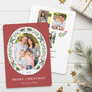 Cartes Pour Fêtes Annuelles Végétation de Noël intemporelle Message 4 Photo