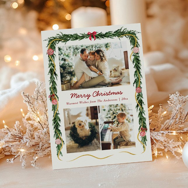 Cartes Pour Fêtes Annuelles Végétation de Noël moderne et vaches 3 Photo (Créateur téléchargé)