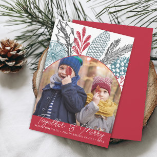 Cartes Pour Fêtes Annuelles Végétation d'hiver et joyeux photo