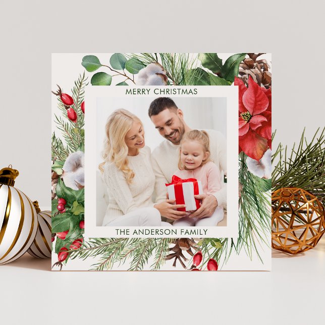 Cartes Pour Fêtes Annuelles Végétation d'hiver Noël Salutation de Noël (Créateur téléchargé)