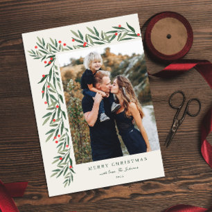 Cartes Pour Fêtes Annuelles Végétation hivernale ivoire Photo Noël