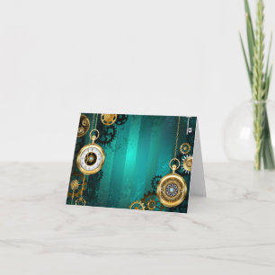 Cartes Pour Fêtes Annuelles Veille bijoux Steampunk sur un Arrière - plan vert