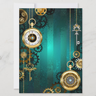 Cartes Pour Fêtes Annuelles Veille bijoux Steampunk sur un Arrière - plan vert