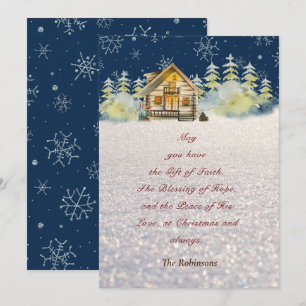 Cartes Pour Fêtes Annuelles Veille de Noël Cabane en rondins Vert Fourrure Arb